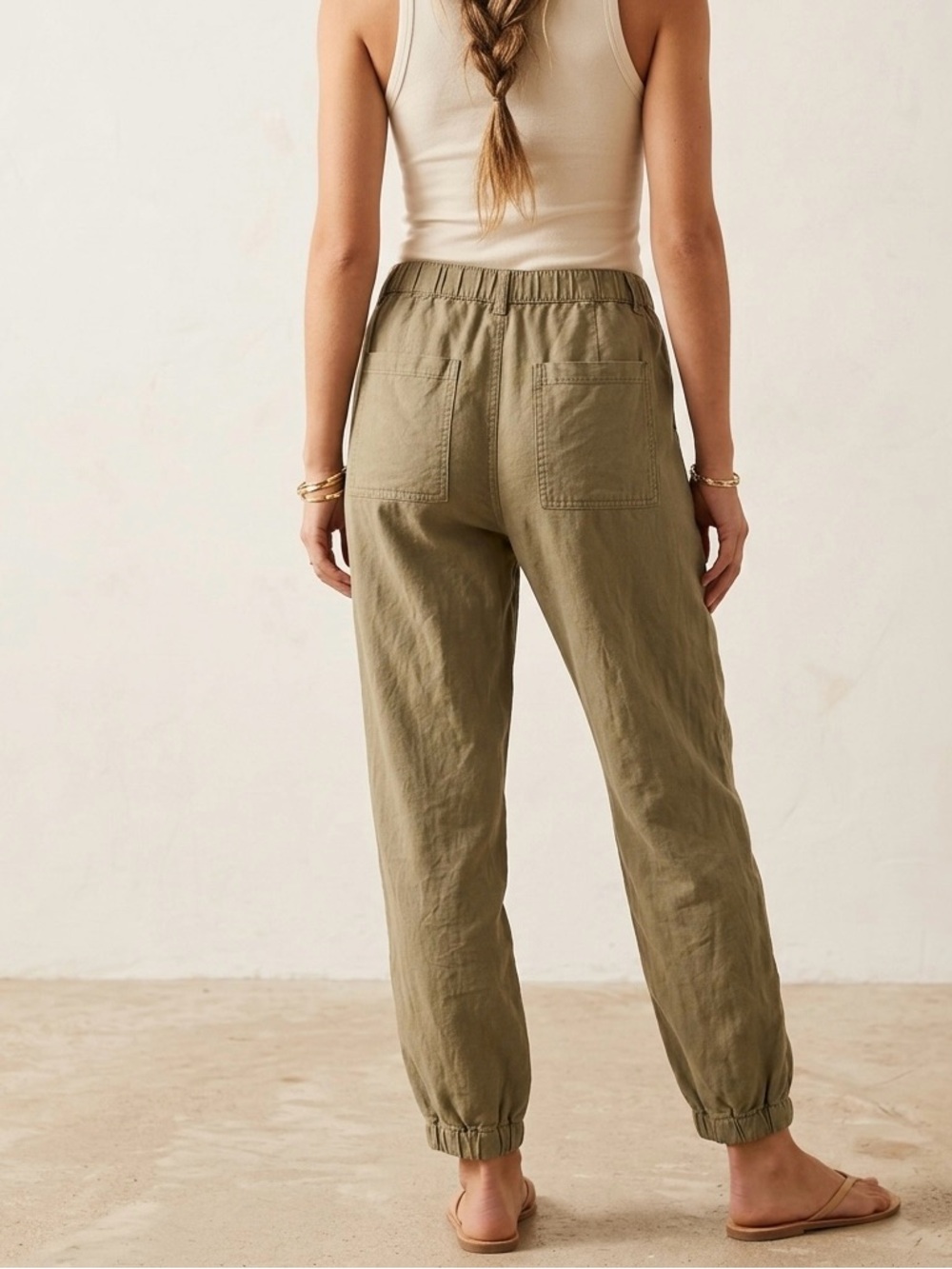 Sundance Olive Green Linen Blend Center Seam Utility Pants - Women's Size 8